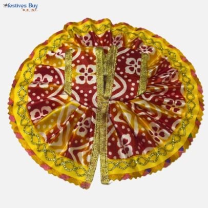 Red-Yellow Krishna Dress – 8 Inch Diameter | Handcrafted Laddu Gopal Poshak for Festivals and Puja
