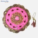 Pink Krishna Dress – 12 Inch Diameter | Handcrafted Laddu Gopal Poshak for Festivals and Puja (with Mala)