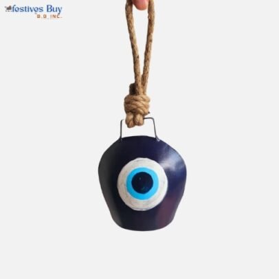 Evil Eye Bell with Jute Hanging for Entrance – Lucky Home Protection Amulet | Nazar Battu Bell for Home, Office & Shop