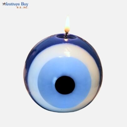 Mini Blue Evil Eye Candle – 2-Inch Handmade Unscented Decorative Candle for Nazar Protection & Home Decor
