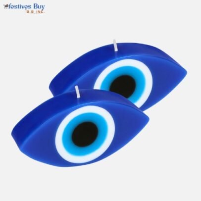 Eye-Shaped Blue Evil Eye Candles – Handmade Soy Wax Decorative Nazar Candles for Home & Office Protection Decor – Set of 2