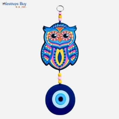 Colorful Owl Evil Eye Hanging – Nazar Protection Wall Decor for Home, Entrance, or Office – Handmade Decorative Amulet