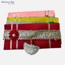 Premium Zari Embellished Shagun Envelope Set – Red, Yellow & Pink | Decorative Tassel Envelopes for Wedding & Festive Gifting (Set of 3)