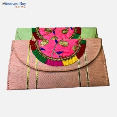 Pastel Shagun Envelope Set with Embroidered Flap – Peach & Mint Green | Handmade Envelopes for Wedding & Festive Gifting (Set of 2)