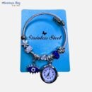 Silver Charm Bracelet with Mini Watch – Stylish Gift for All Occasions