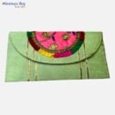 Pastel Shagun Envelope Set with Embroidered Flap – Peach & Mint Green | Handmade Envelopes for Wedding & Festive Gifting (Set of 2)