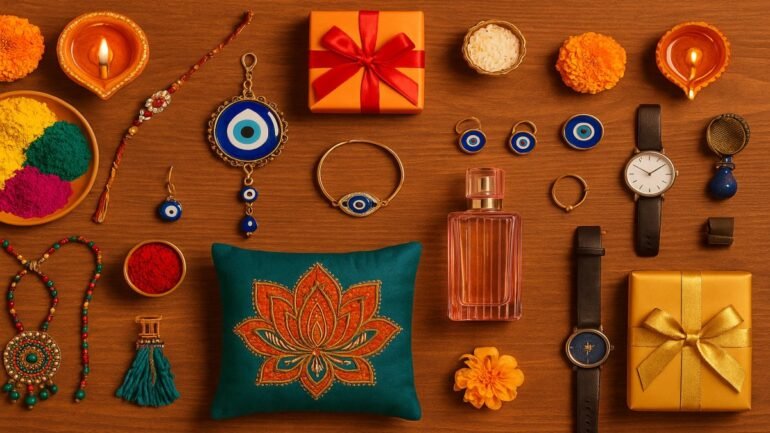 Festives Buy launch image featuring Indian festive and lifestyle products in a vibrant flat lay.